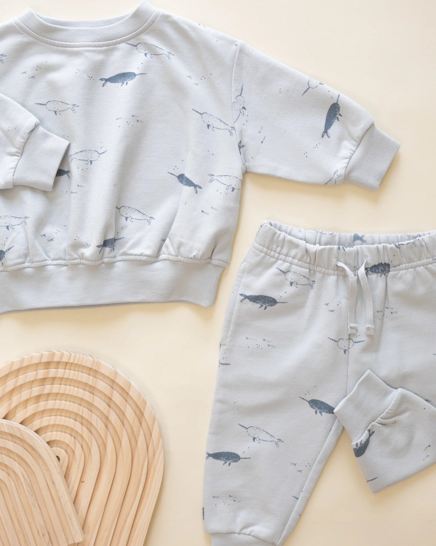 Quincy Mae Relaxed Fleece Sweatshirt + Relaxed Fleece Sweatpant, Narwhals