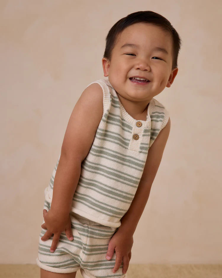 Quincy Mae Taylor Knit Set, Sage Knit Stripe