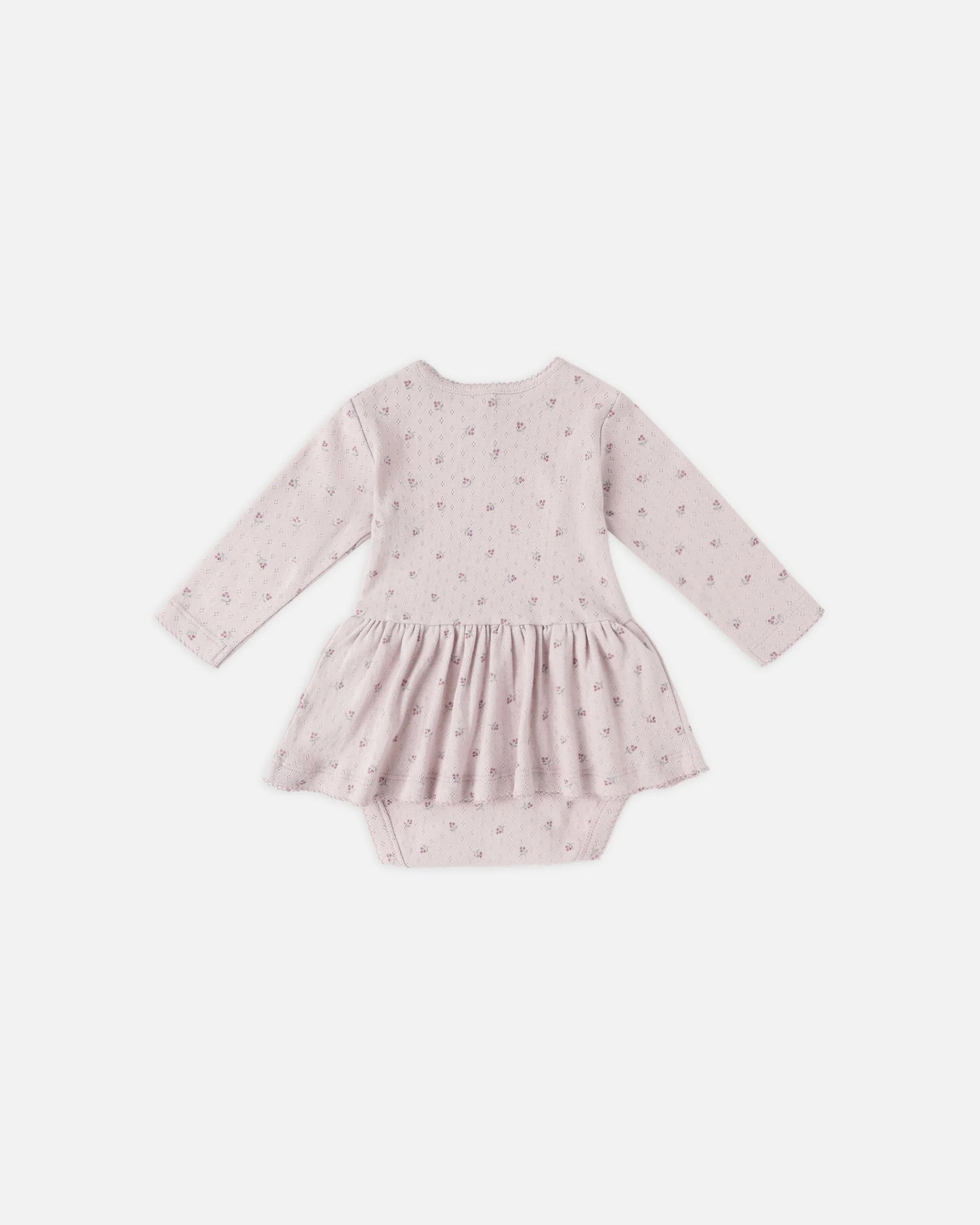 Quincy Mae Pointelle Skirted Bodysuit, Lilac Ditsy