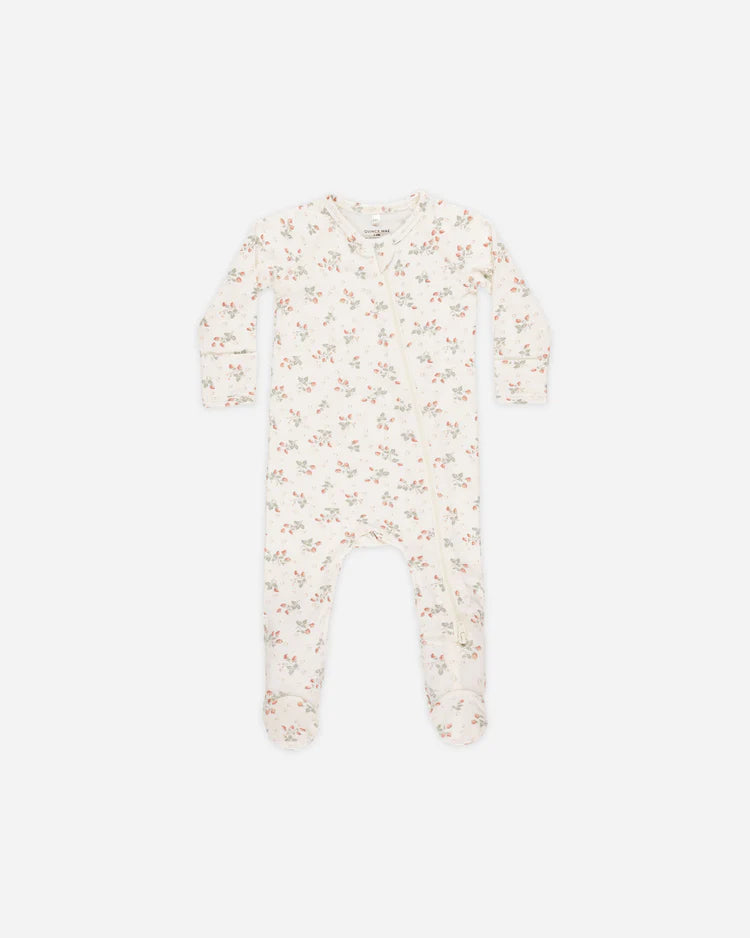 Quincy Mae Bamboo Zip Footie, Strawberries