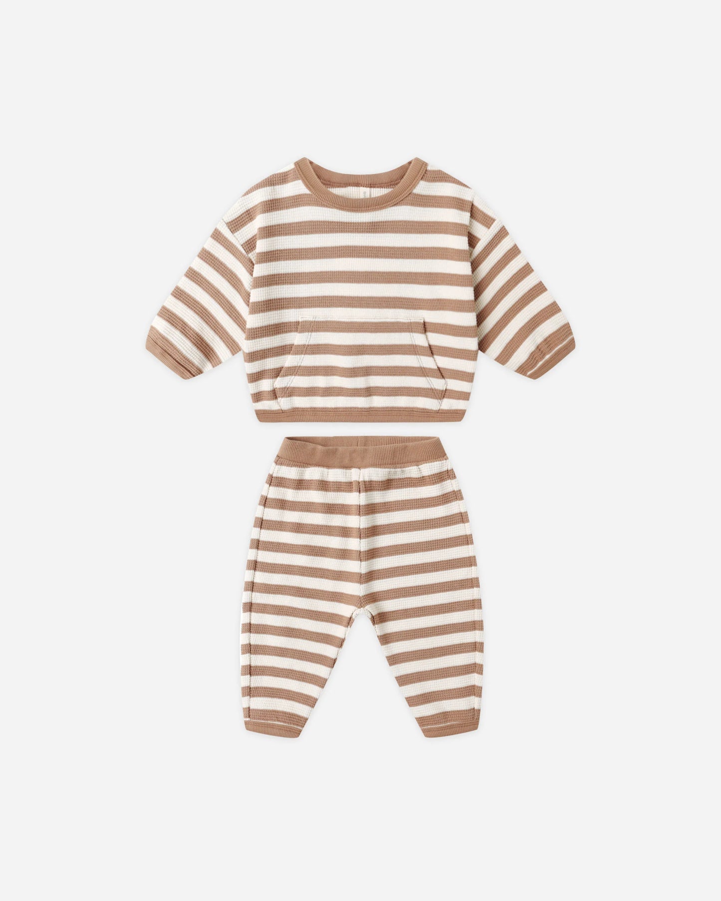 Quincy Mae Waffle Slouch Set, Harvest Stripe