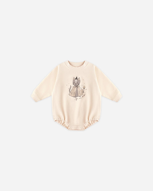 Quincy Mae Crewneck Bubble Romper, Magic Cat