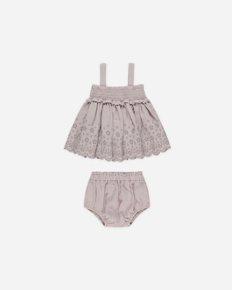 Quincy Mae Mae Smocked Top + Bloomer Set, Lavender
