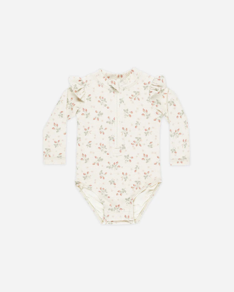 Quincy Mae Byron Rashguard One-Piece, Strawberries