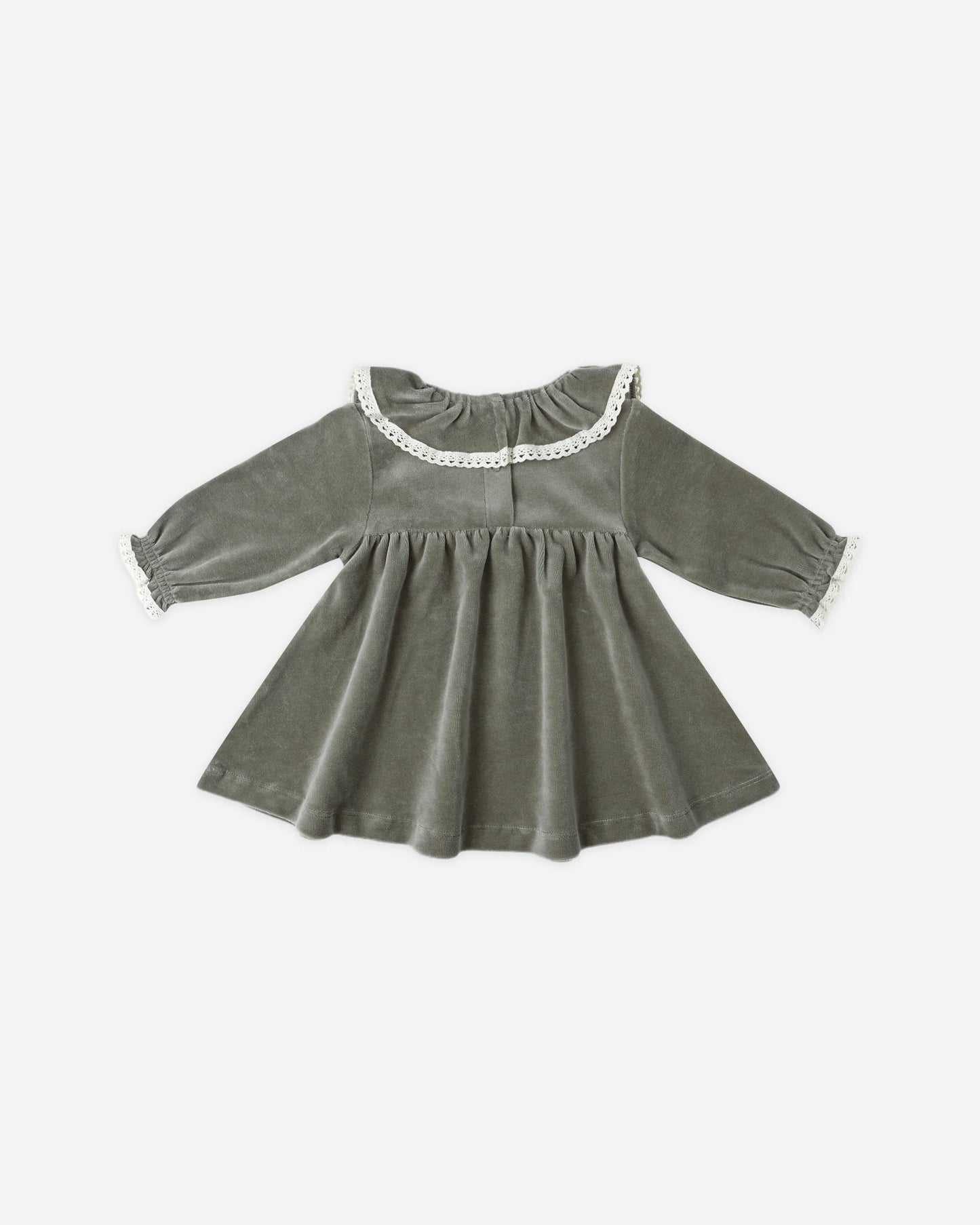 Quincy Mae Velour Baby Dress, Forest