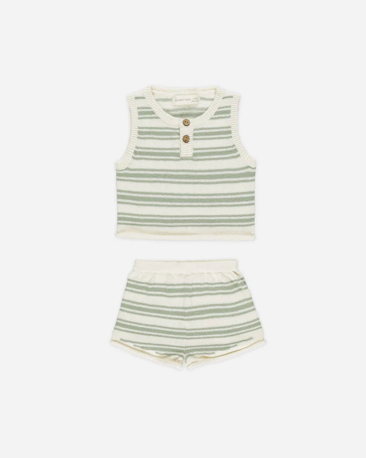Quincy Mae Taylor Knit Set, Sage Knit Stripe