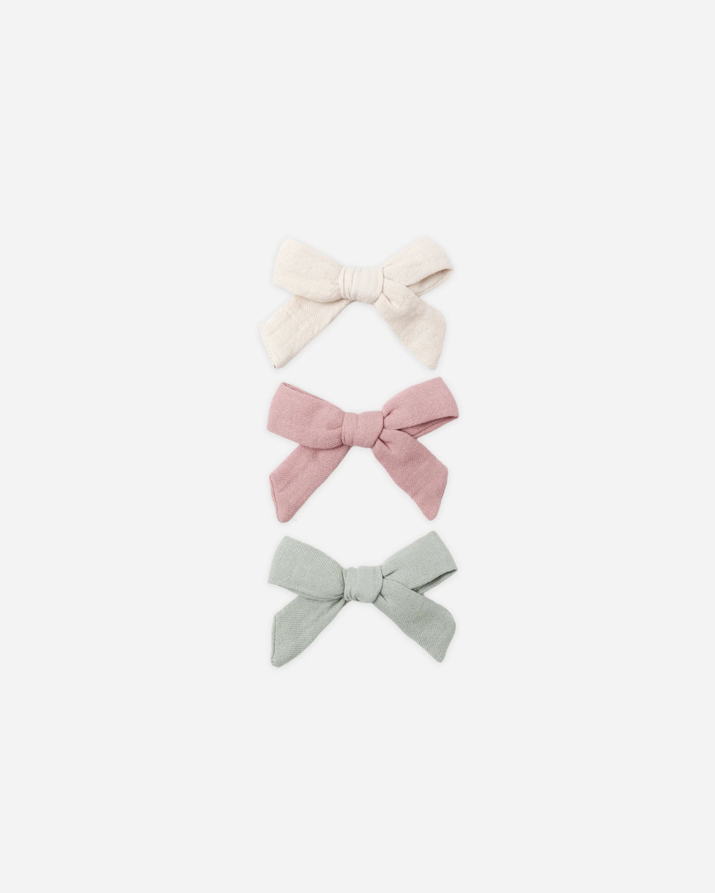 Quincy Mae Bow w Clip Set of 3 , Natural/Mauve/Sage