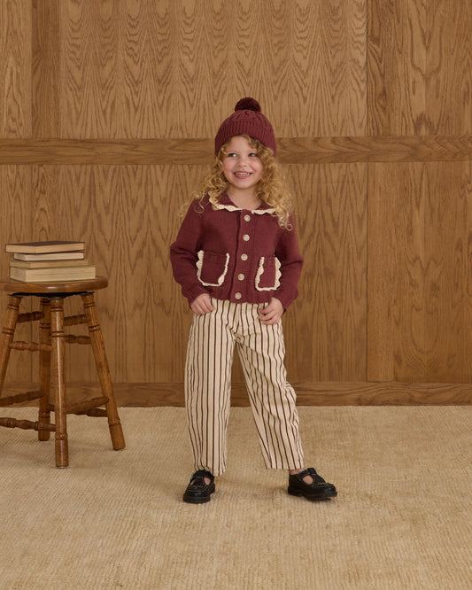 Rylee + Cru Barrel Pant, Burgundy Pinstripe