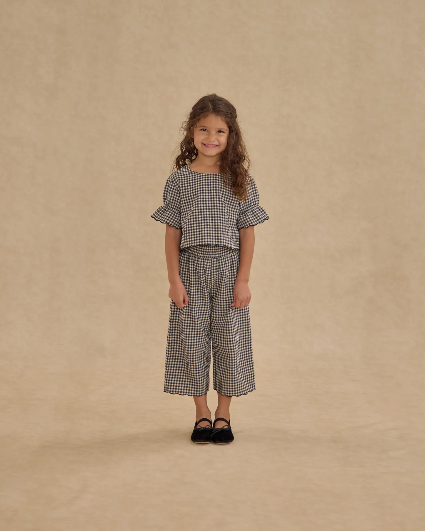Rylee + Cru Wide Leg Pant, Black Gingham