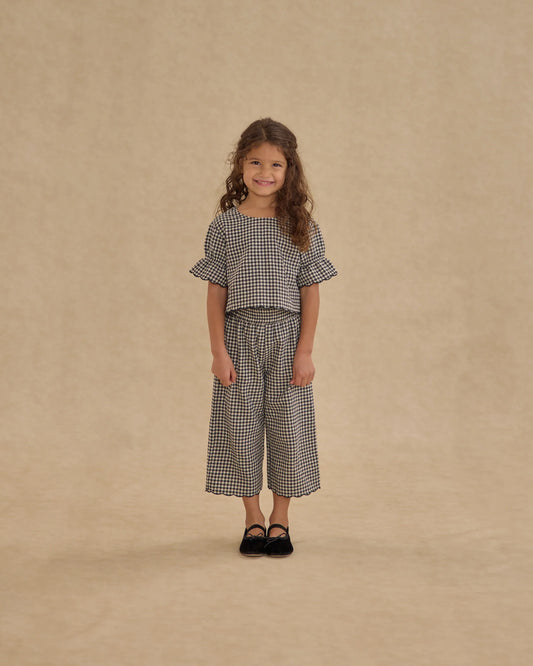 Rylee + Cru Wide Leg Pant, Black Gingham
