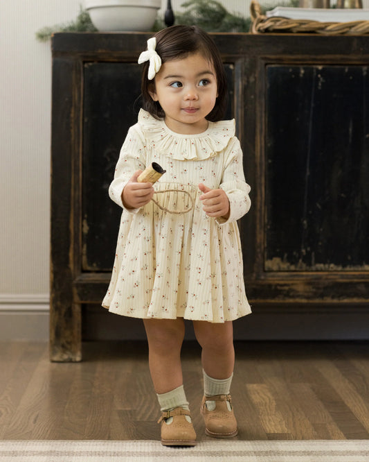 Rylee + Cru Ruffle Collar Dress, Natural Ditsy