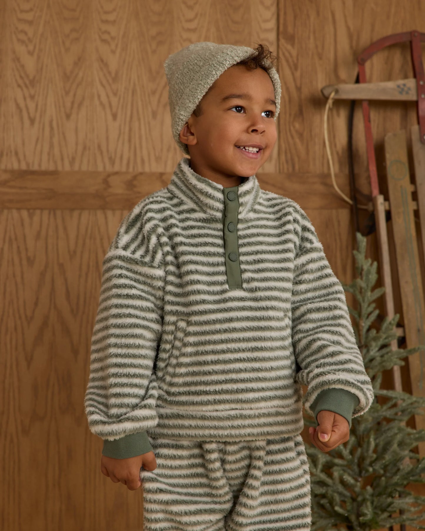 Rylee + Cru Snap Pullover, Evergreen Stripe