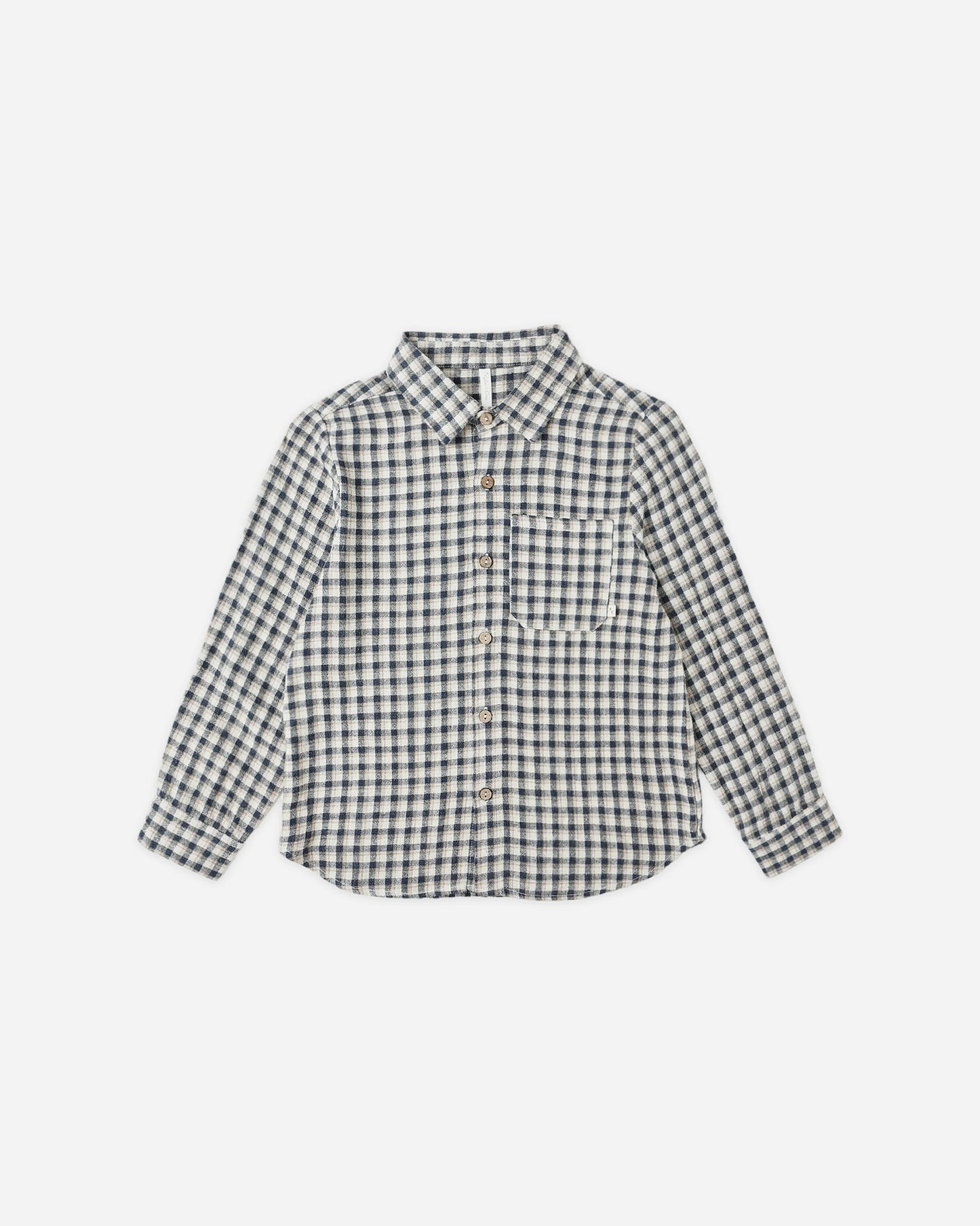 Rylee + Cru Collared Long Sleeve Shirt, Navy Check