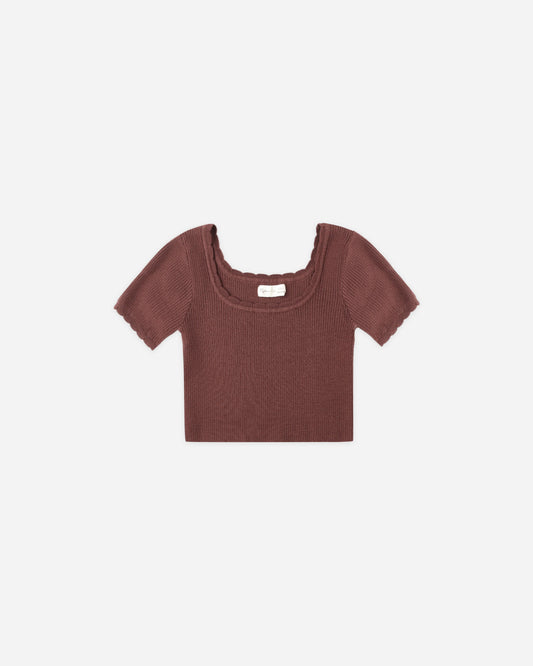 Rylee + Cru Scallop Tee, Burgundy