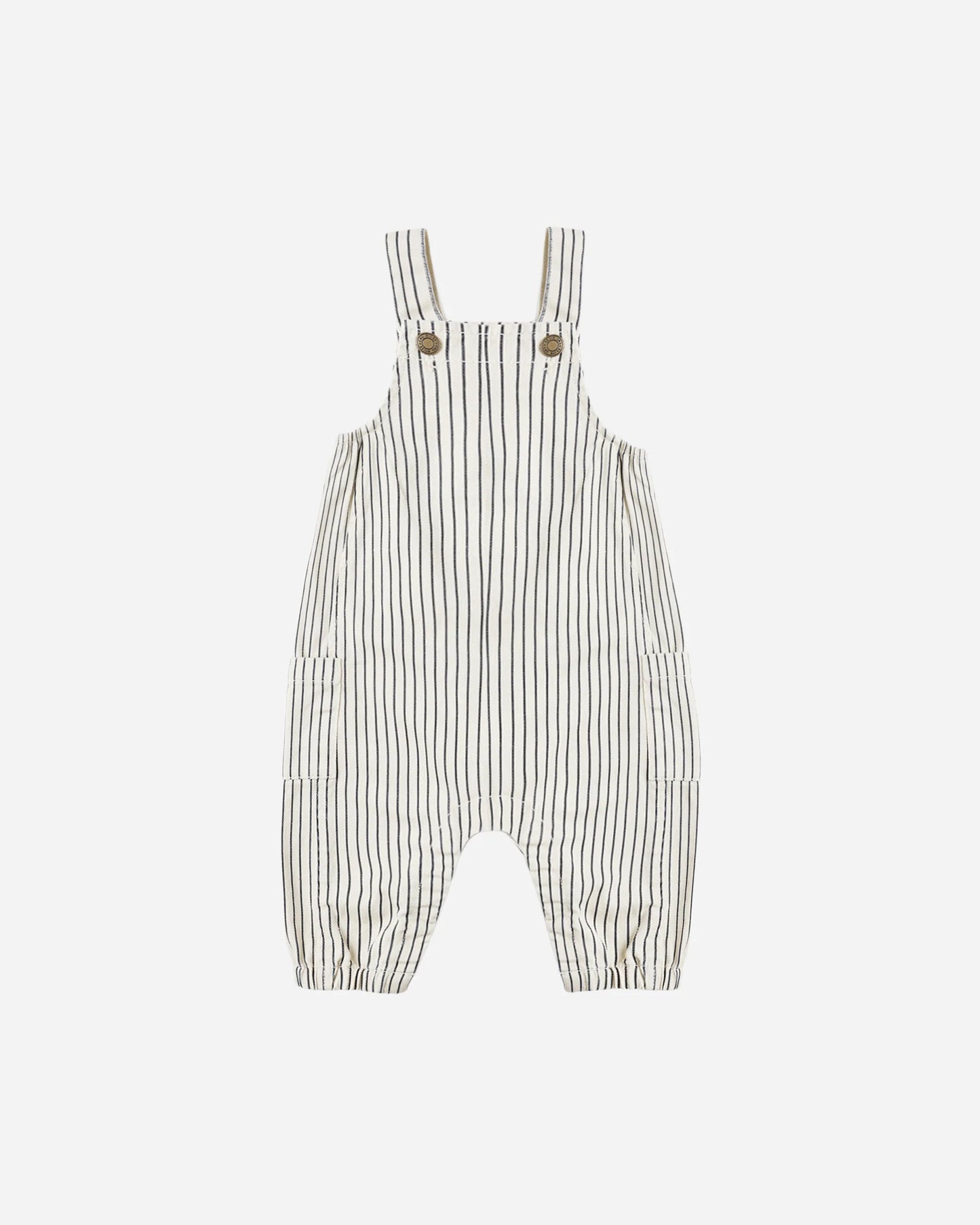 Rylee + Cru Cargo Baby Overall, Navy Pinstripe
