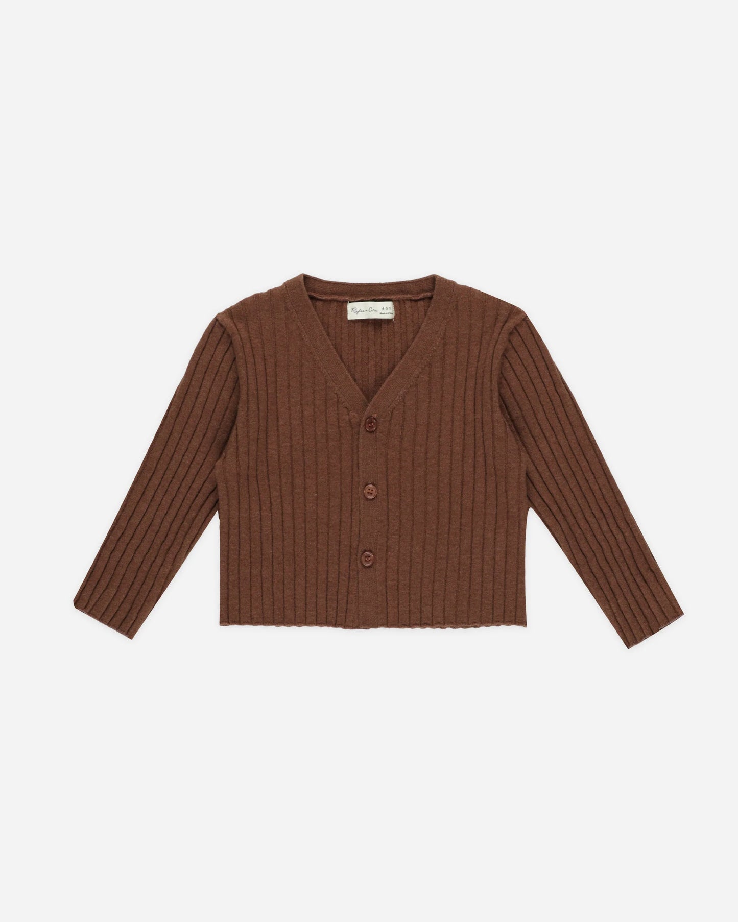 Rylee + Cru Long Sleeve Knit Button Top, Brown