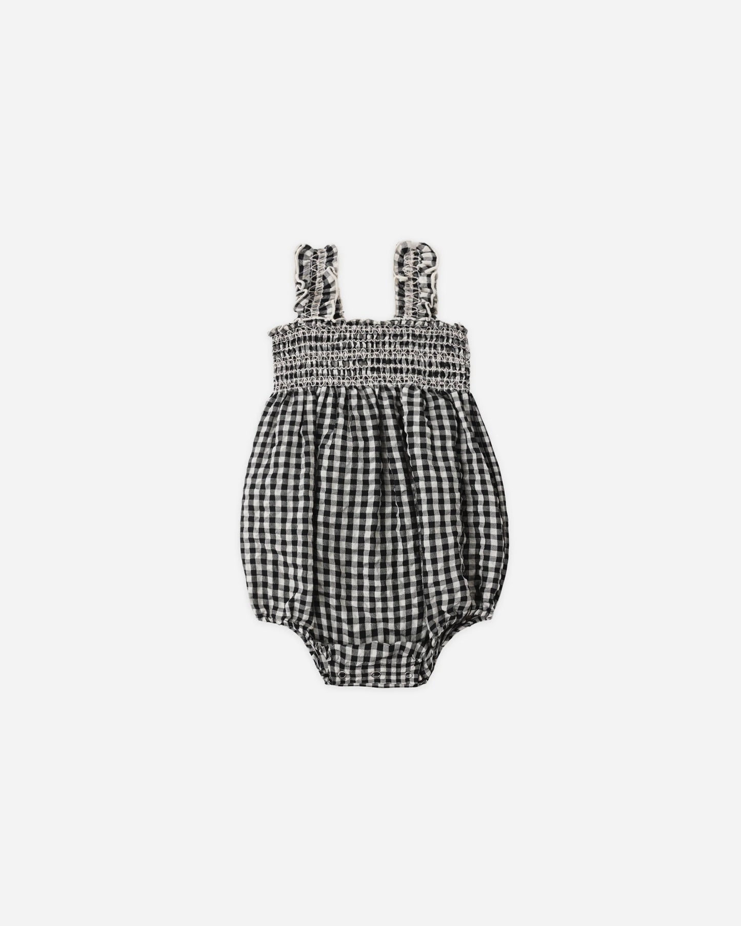 Rylee + Cru Julia Romper, Black Check