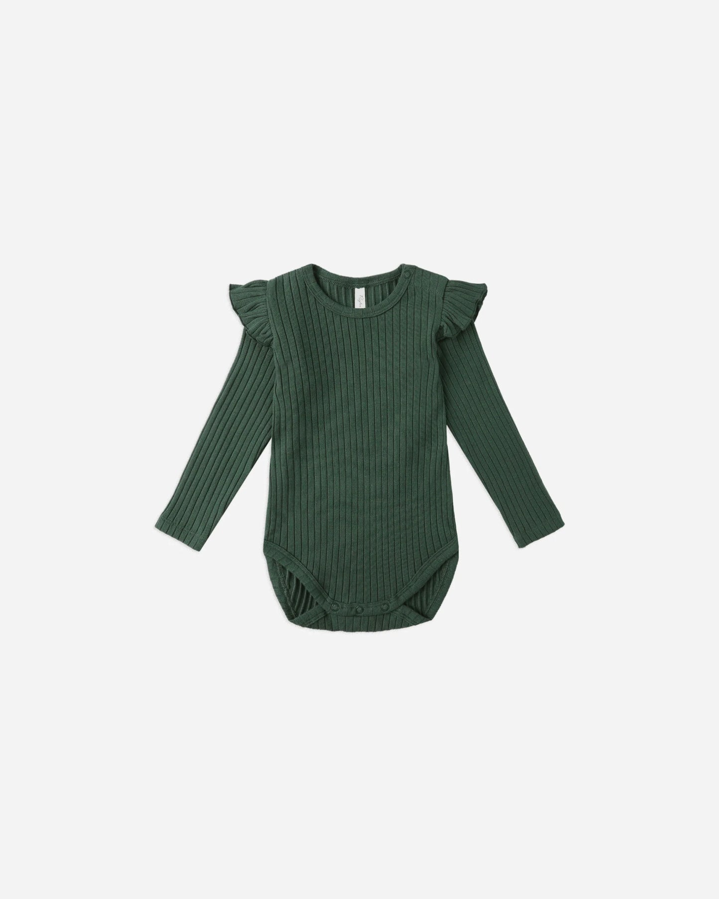 Rylee + Cru Shoulder Ruffle Bodysuit, Green