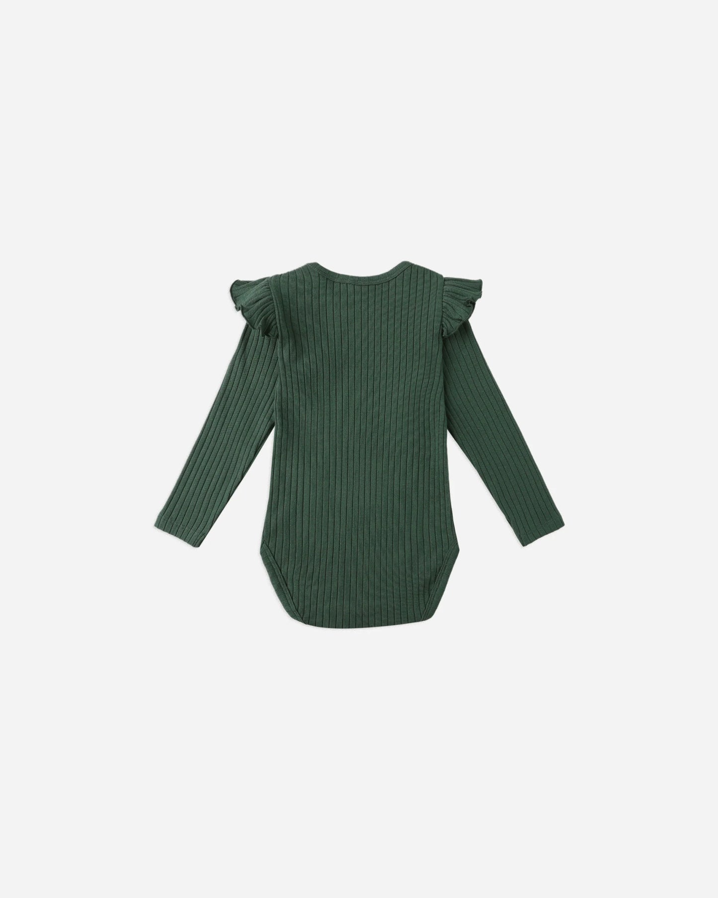 Rylee + Cru Shoulder Ruffle Bodysuit, Green