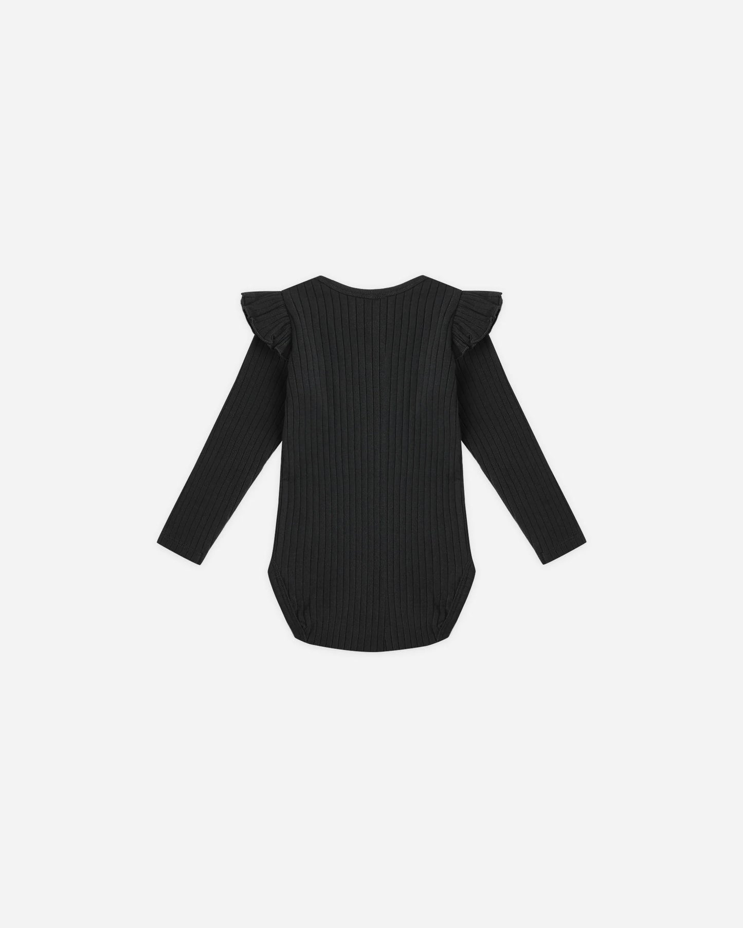Rylee + Cru Shoulder Ruffle Bodysuit, Black