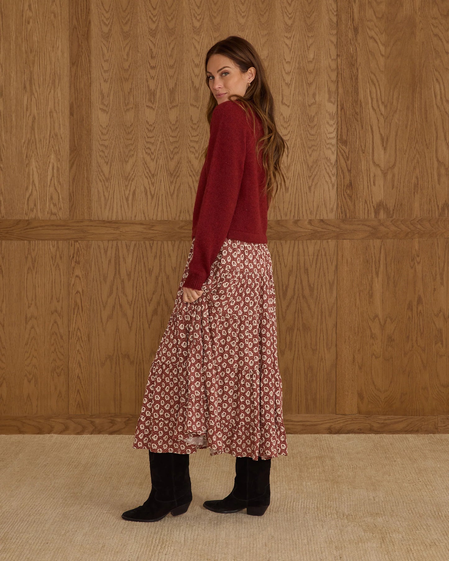 Rylee + Cru Women's Fuzzy Cardigan, Ruby