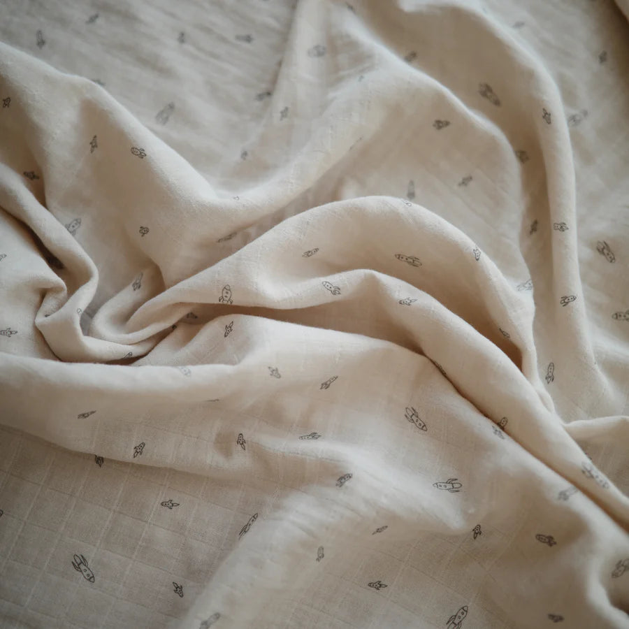 Mushie Muslin Organic Cotton Muslin Swaddle Blanket, Multiple Options