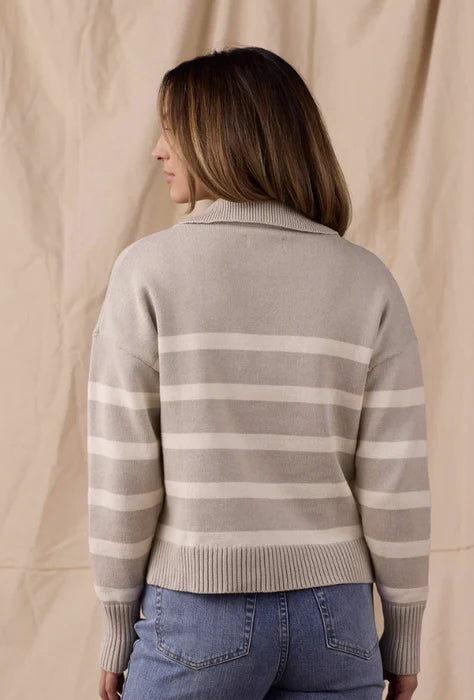 The Normal Brand Women's Bay Point Sweater, Sandstone/Cream Stripe