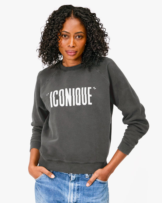 Clare V Sweatshirt, Faded Black w/ Cream Iconique