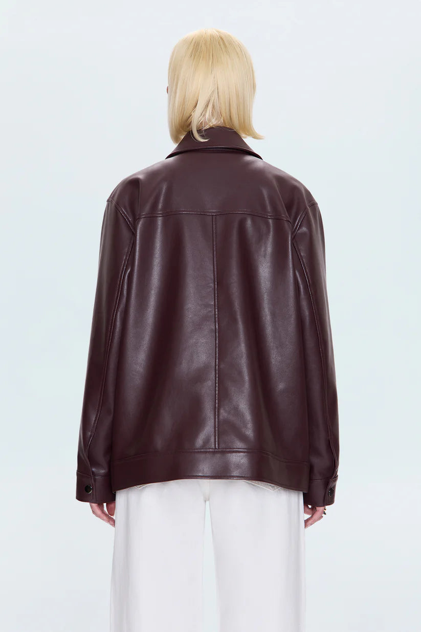 Pistola Valerie Faux Leather Bomber Jacket, Cabernet