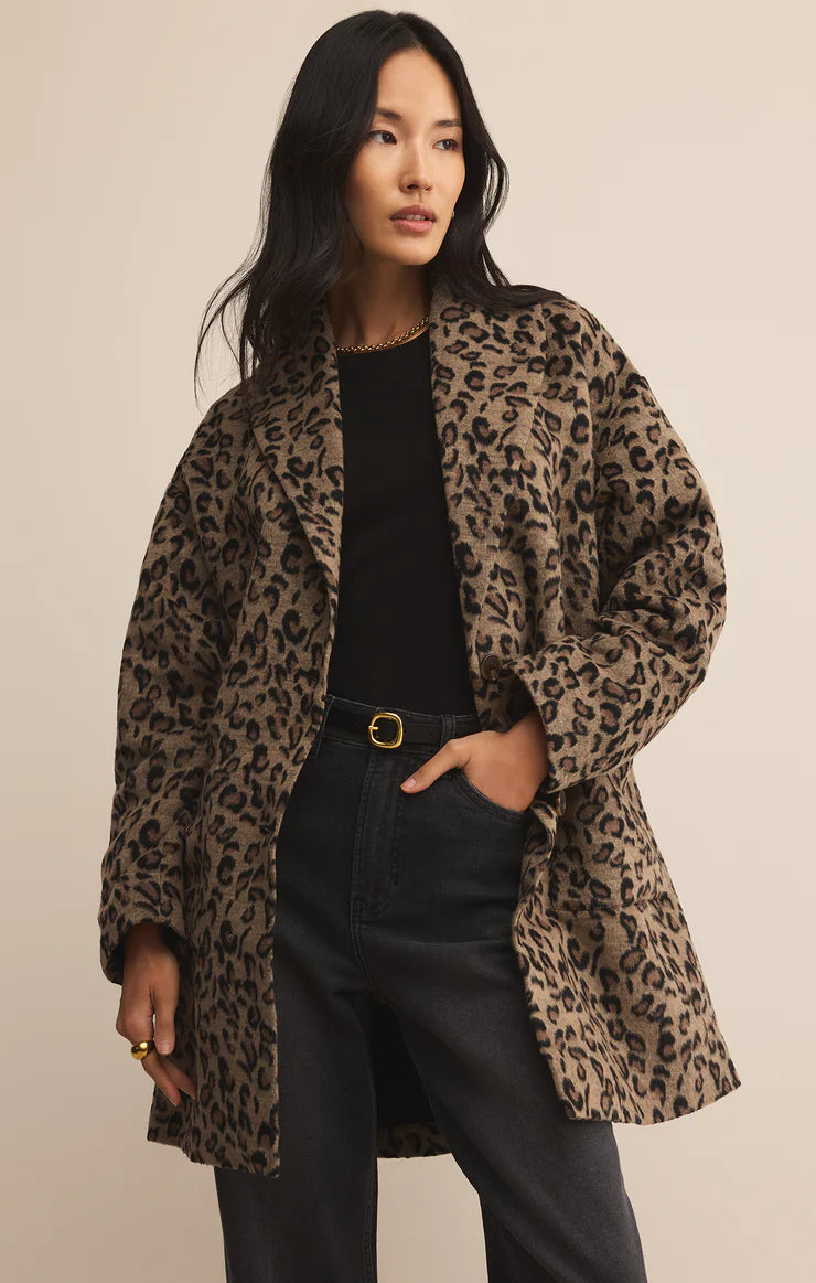 Z Supply Lennon Animal Coat, Suede