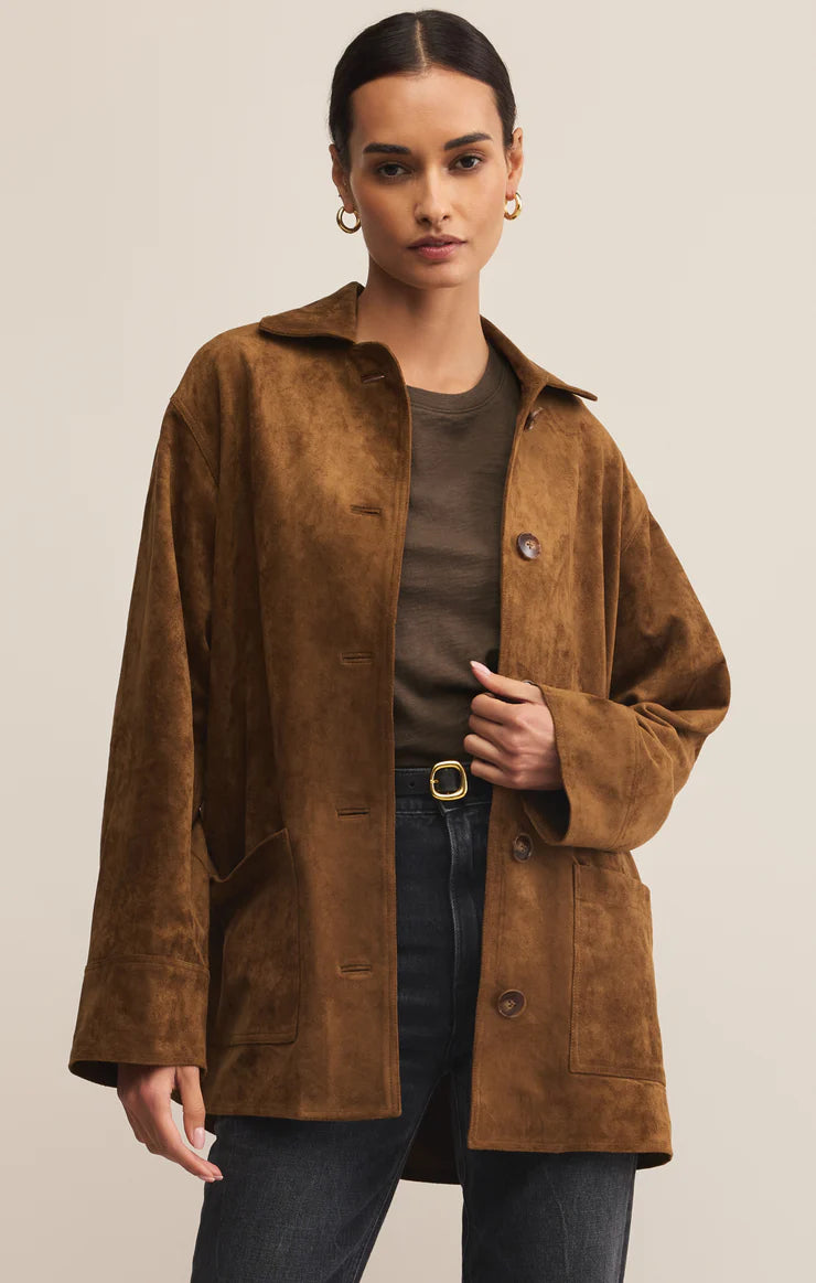 Z Supply Decker Suede Chore Jacket, Coconut