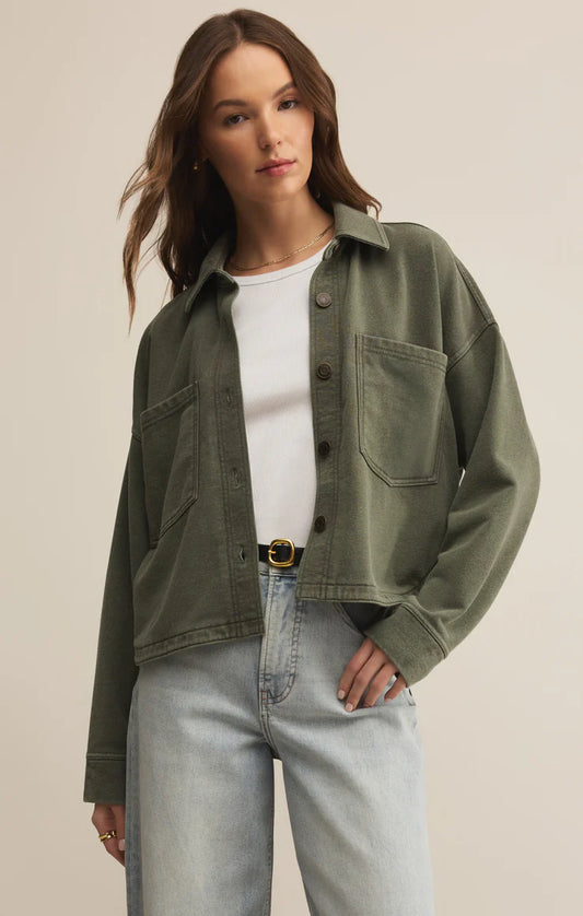 Z Supply All Day Cropped Knit Jacket, Hunter Green