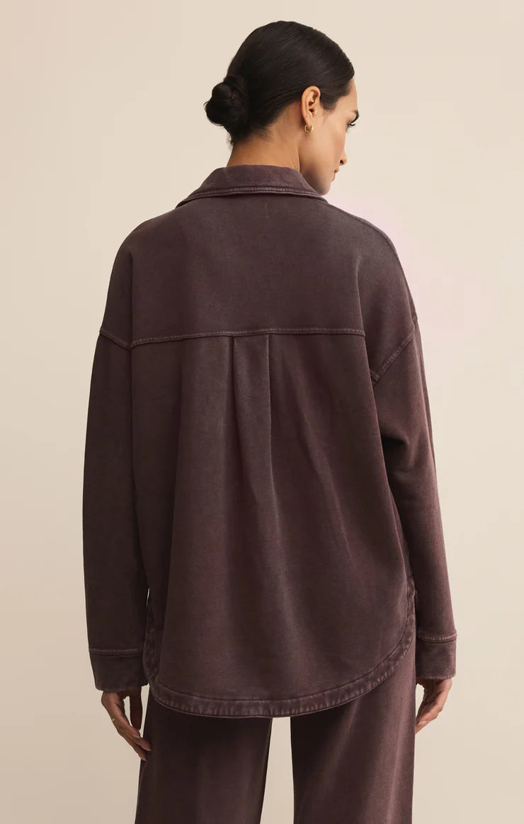 Z Supply All Day Knit Jacket, Chocolate Cherry