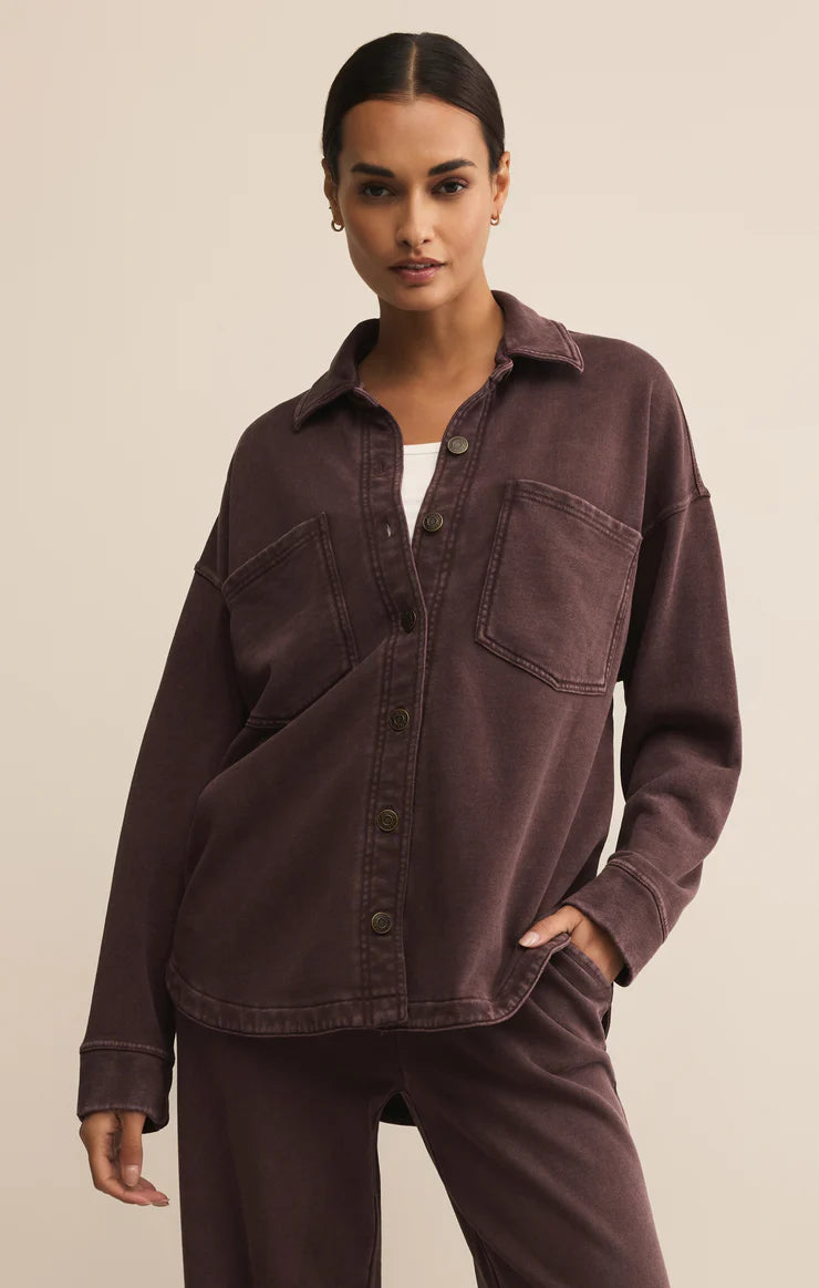 Z Supply All Day Knit Jacket, Chocolate Cherry