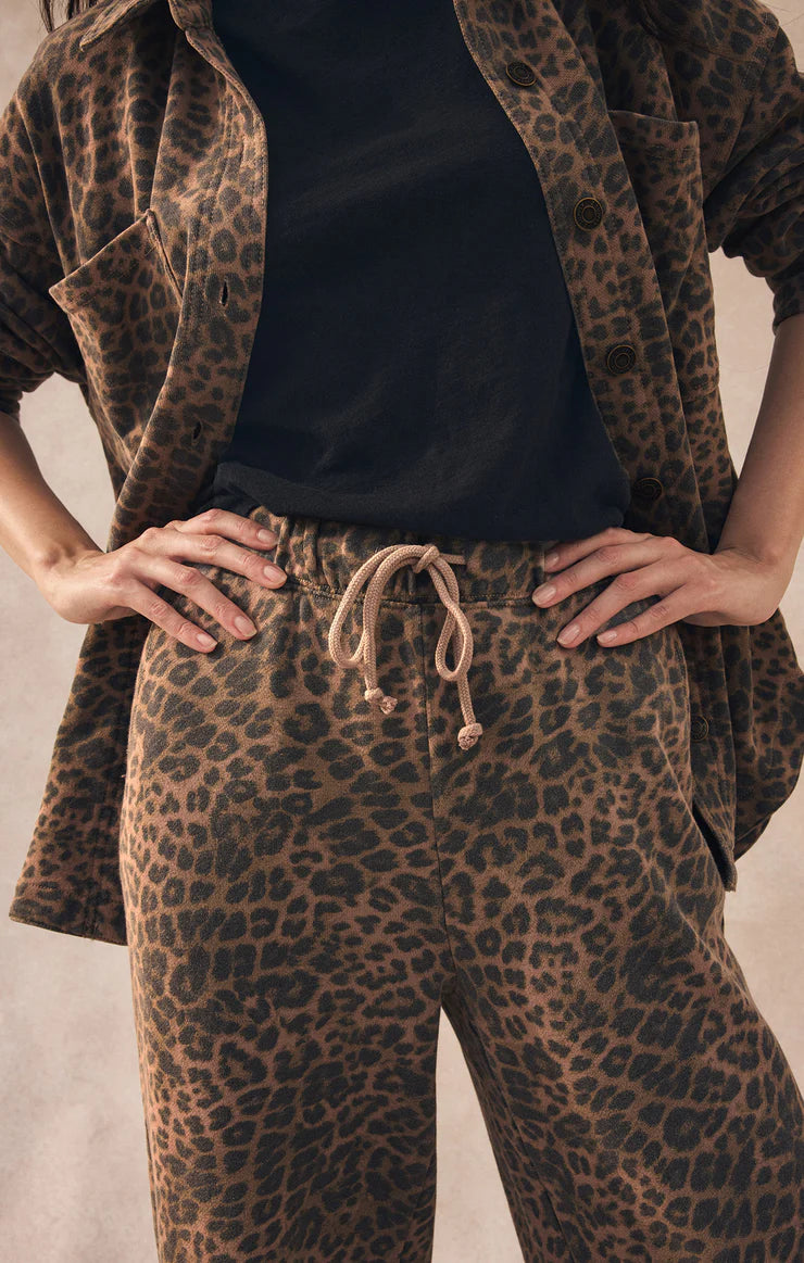 Z Supply Hunter Leopard Knit Pant, Desert Tan
