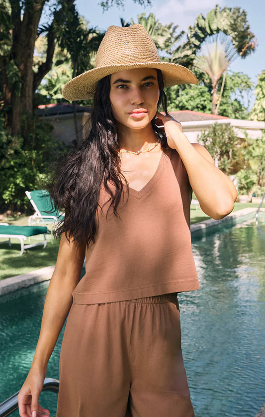 Z Supply Sloane V-Neck Top, Teakwood