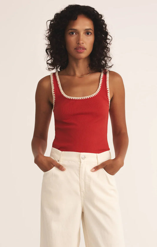 Z Supply Jaidynn Rib Tank, Cabana Red