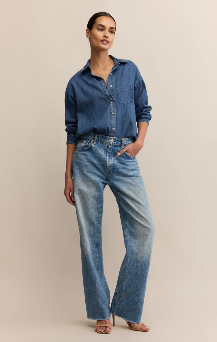 Z Supply Atwood Denim Shirt, Medium Indigo