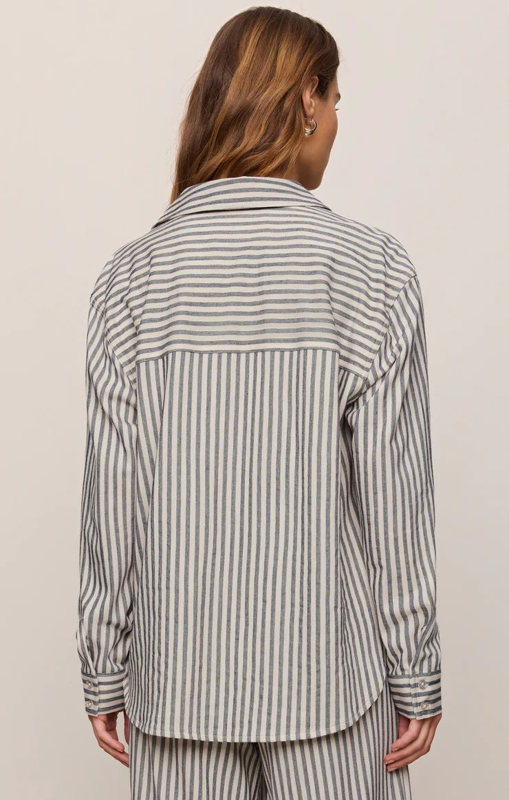 Z Supply Reese Button Up Stripe Top, Eclipse