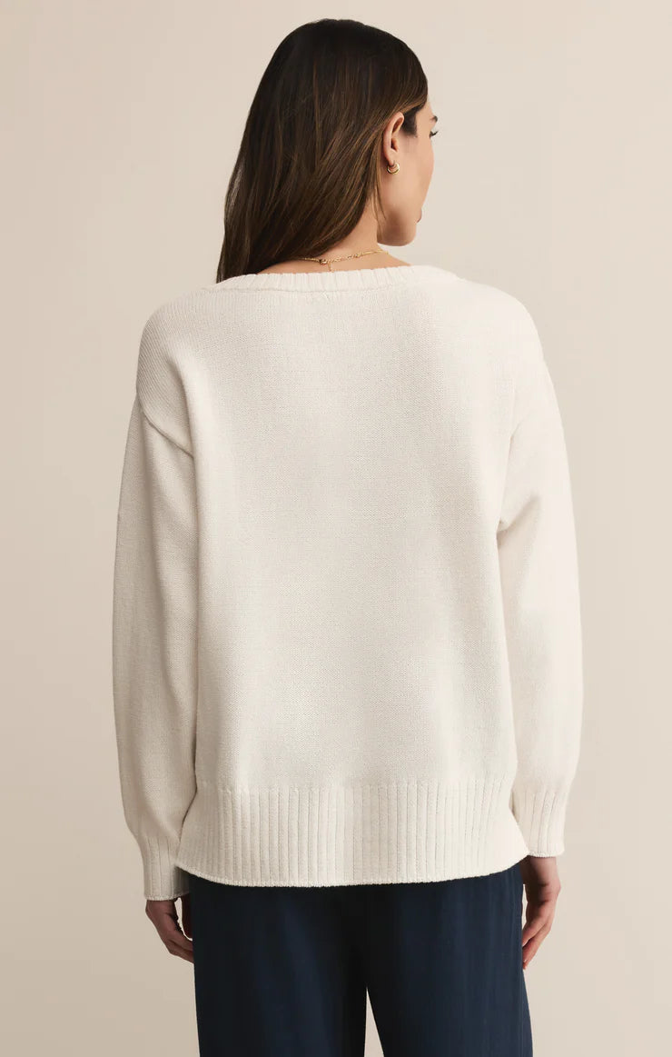 Z Supply All Around V-Neck Sweater, White