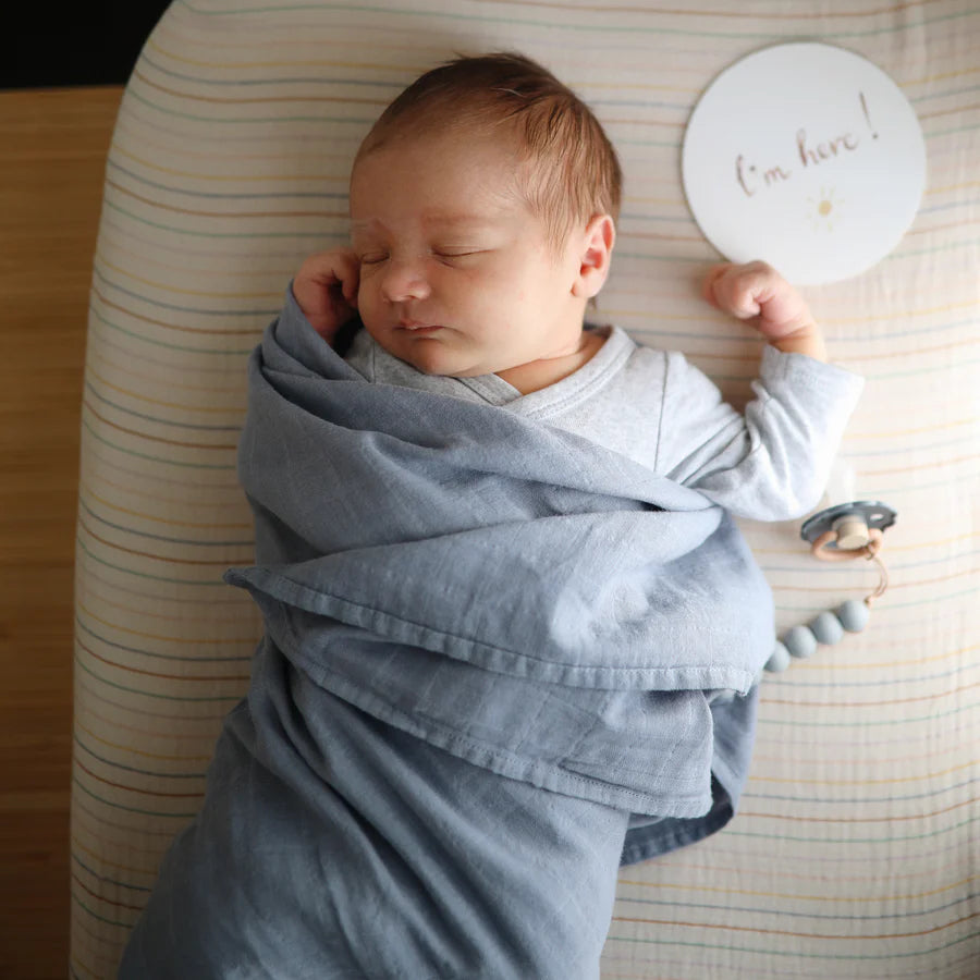 Mushie Muslin Organic Cotton Muslin Swaddle Blanket, Multiple Options