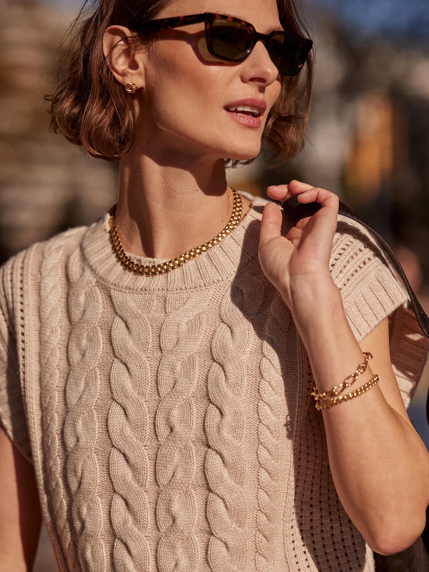 Varley Pixie Relaxed Cable Tank, Parchment