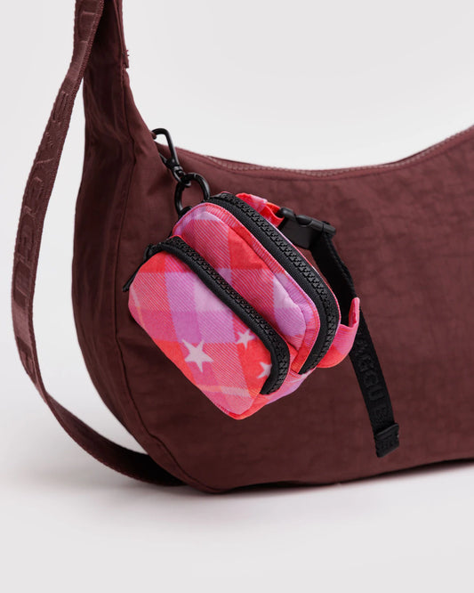 Baggu Fanny Pack Charm, Pink Star Plaid