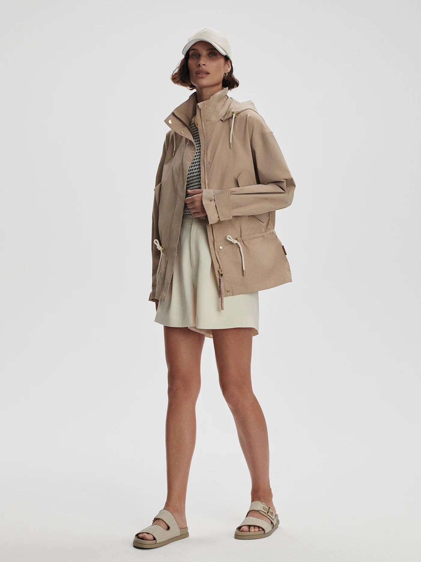 Varley Rema Short Rain Jacket, Light Taupe