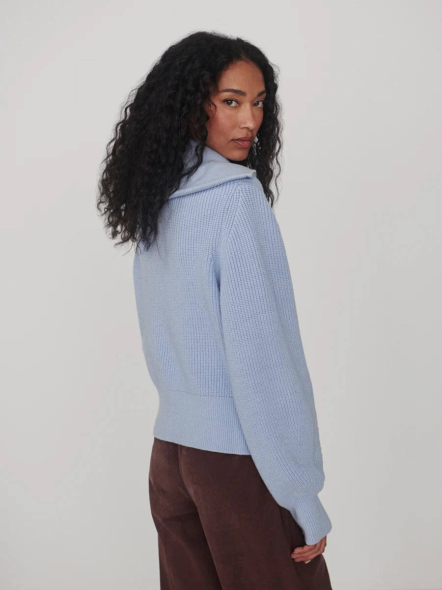 Varley Maura Half-Zip Rib Knit, Kentucky Blue
