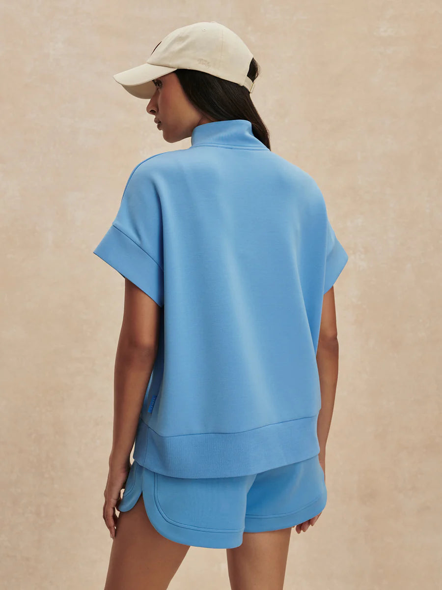 Varley Ritchie Short Sleeve Sweat, Azure Blue