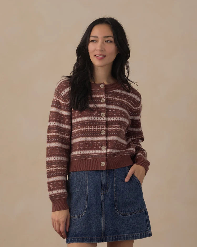 Rylee + Cru Women's Cheyenne Cardigan, Mulberry Multi Stripe