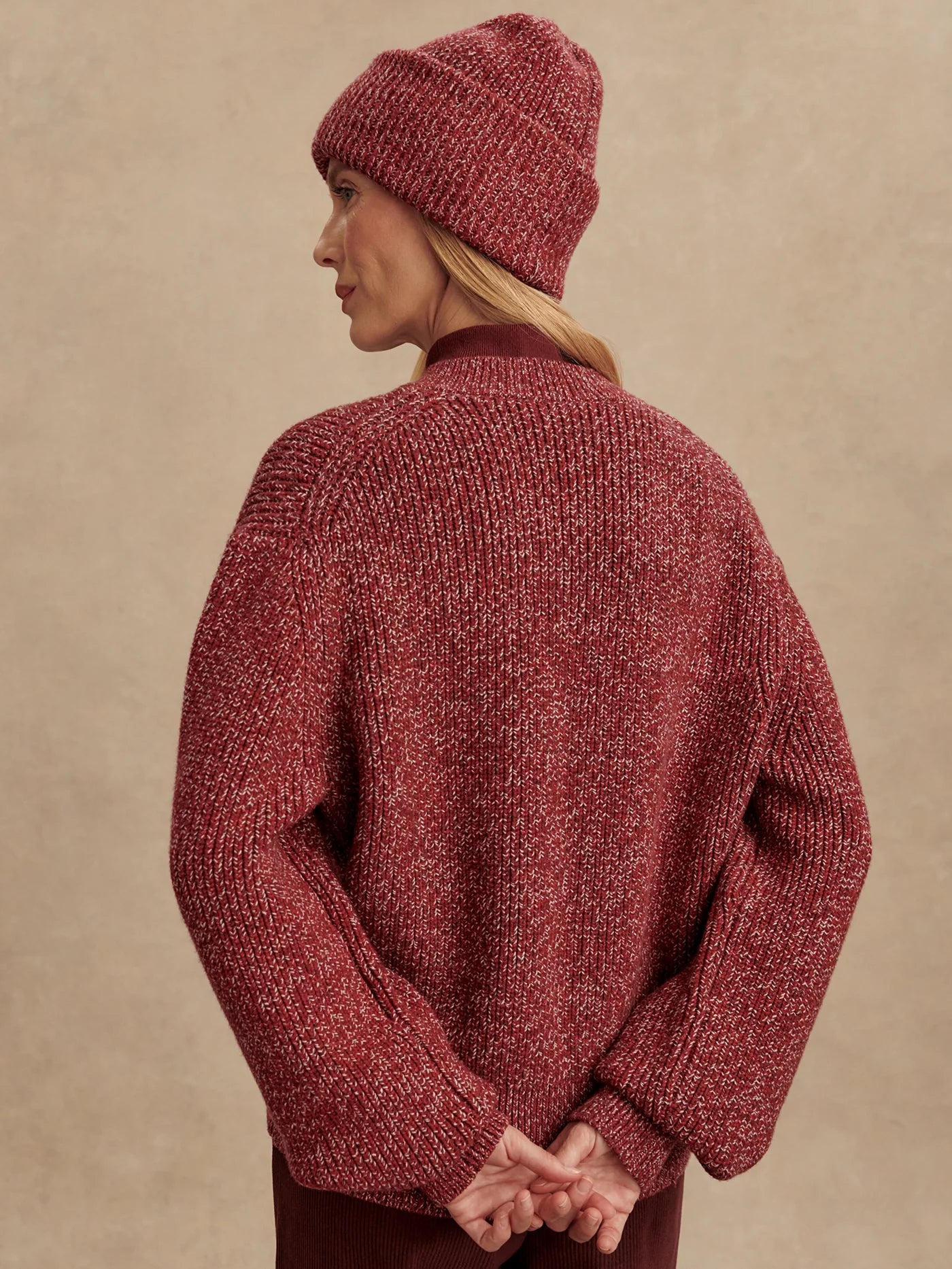 Varley Patricia Rib Cardigan, Red Flecked