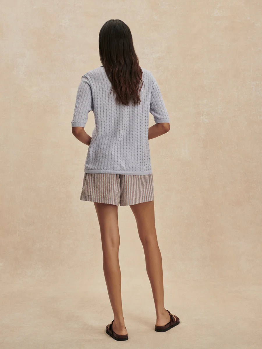 Varley Darina Short 4", Cocoa Blue Stripe