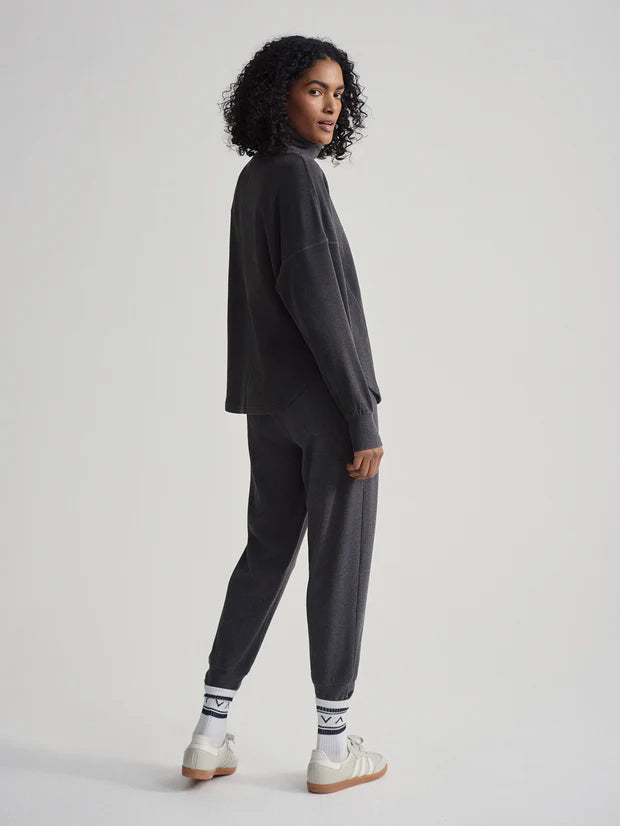 Varley Rainer Roll Neck Jumper, Black Marl